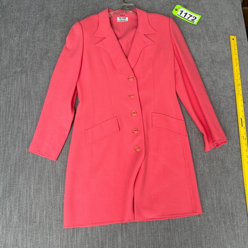 Vintage Bill Blass Long Blazer Jacket Womens 8 Pink Long Sleeve Single Breasted
